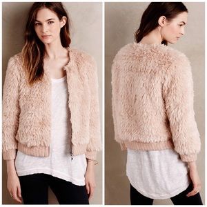 NWOT Anthropologie Elevenses Blushed Faux Fur Coat